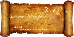 Kehrer Árpád névjegykártya