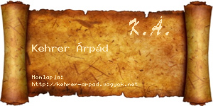 Kehrer Árpád névjegykártya