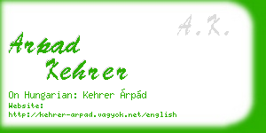 arpad kehrer business card