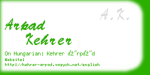arpad kehrer business card